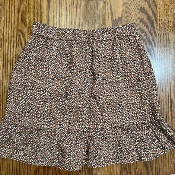 Tahari Brown Black Spotted Linen Skirt Size Small - Picture 1 of 8